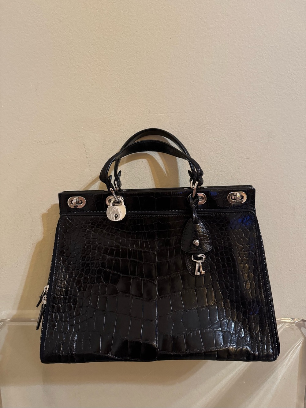 Ralph Lauren Collection Bag Alligator Crocodile Leather Black